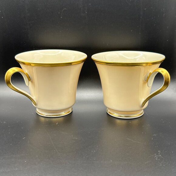 2 Eternal Dimension Collection by Lenox 3” footed cups bone with gold trim - Picture 1 of 7